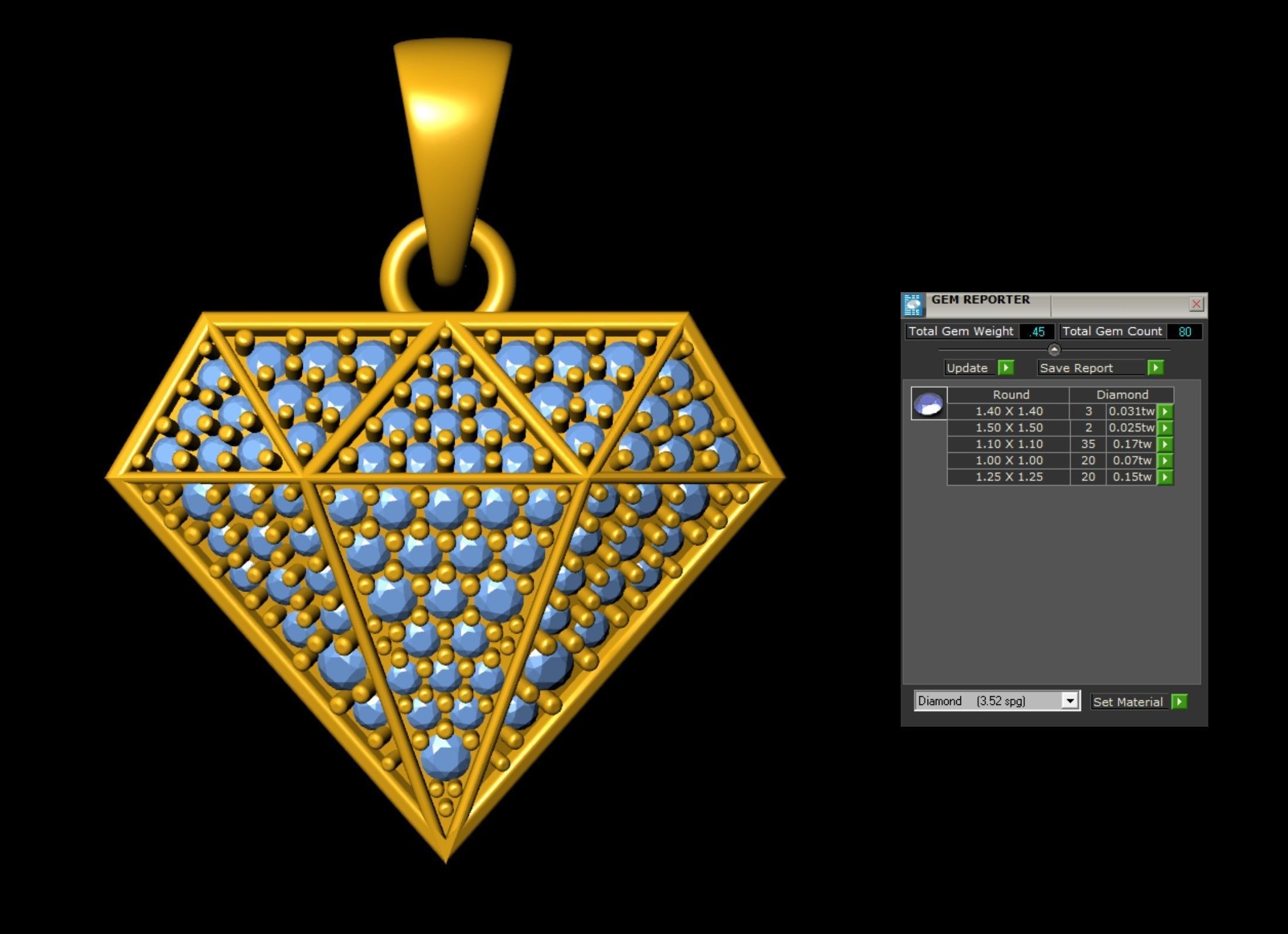 Diamond Shape Pendant  3D print model_6