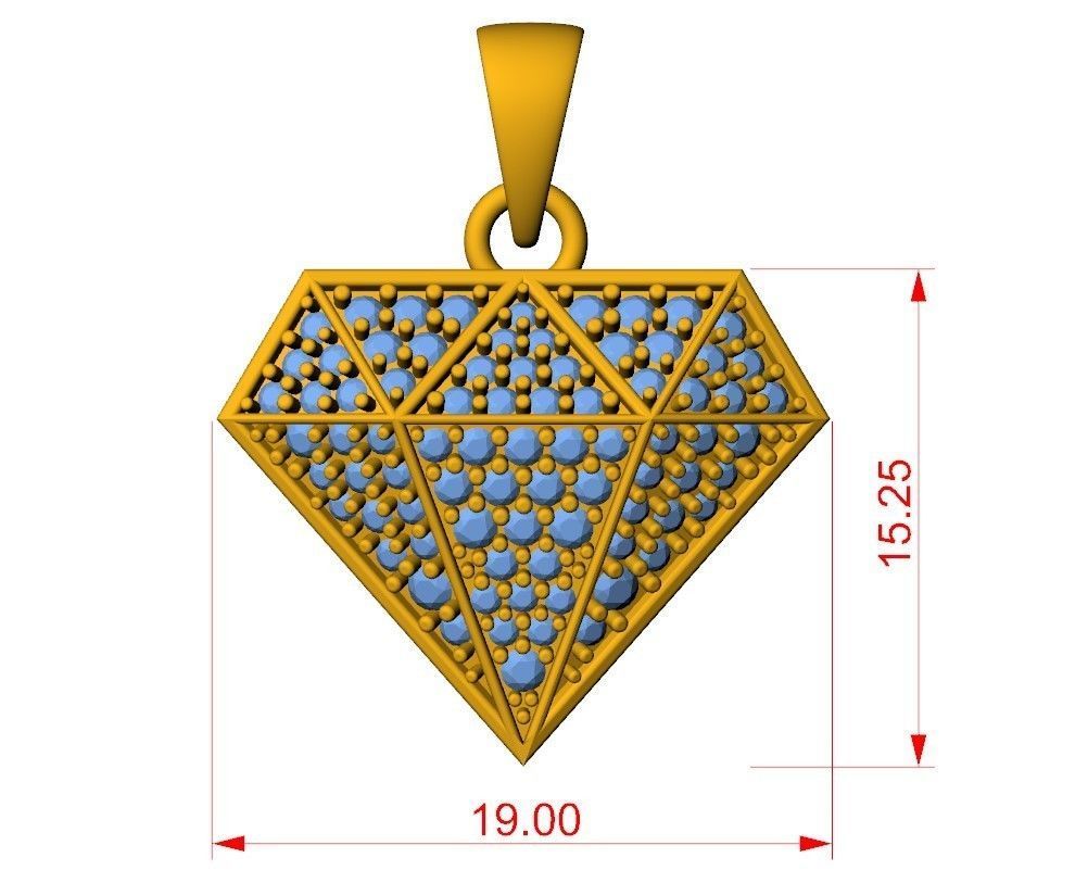 Diamond Shape Pendant  3D print model_5