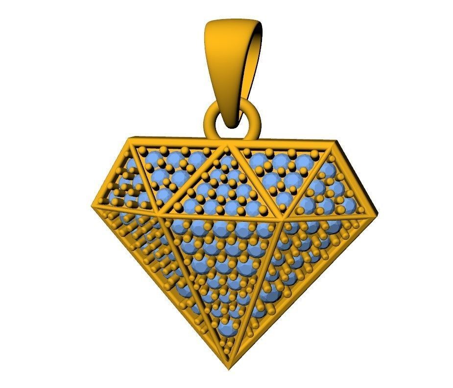 Diamond Shape Pendant  3D print model_8