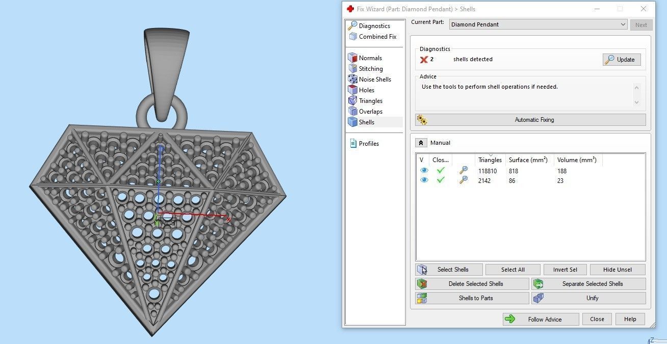 Diamond Shape Pendant  3D print model_10