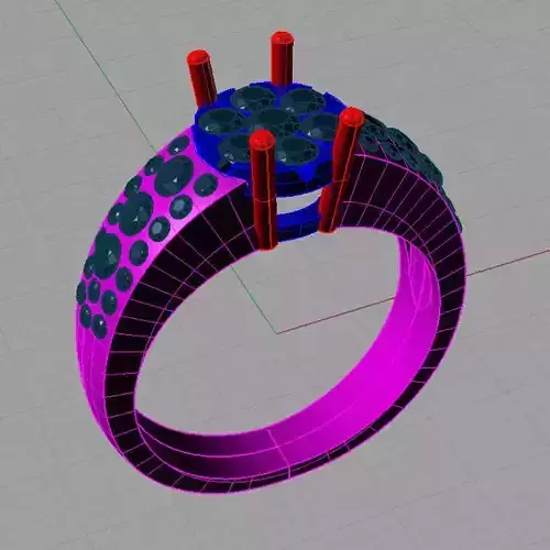 Fashion engagement ring round diamond stone 3D print model