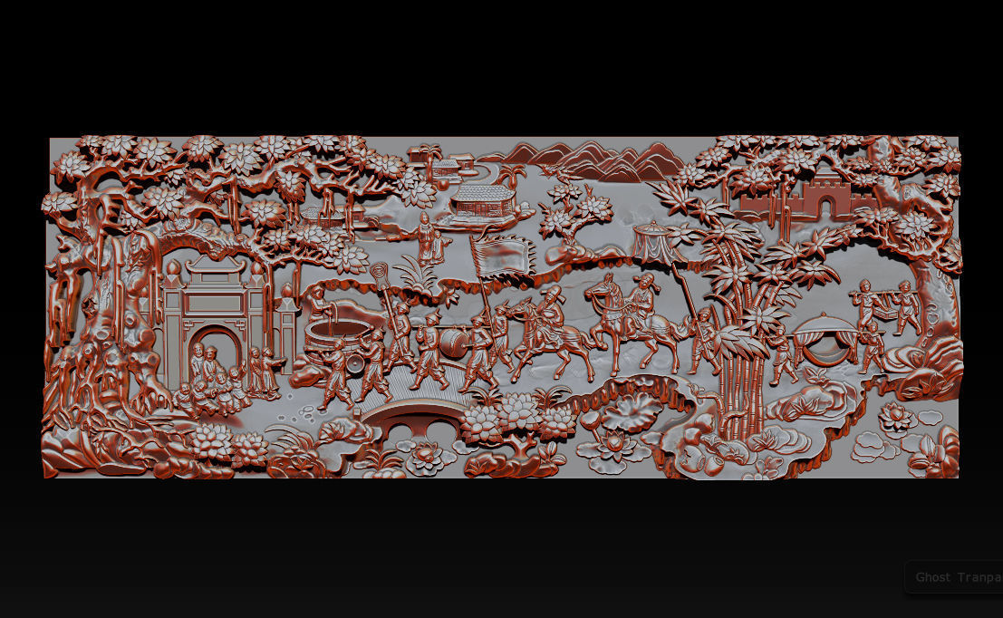 Mural landscape wood carving file stl OBJ and ZTL for CNC 3D print model_12