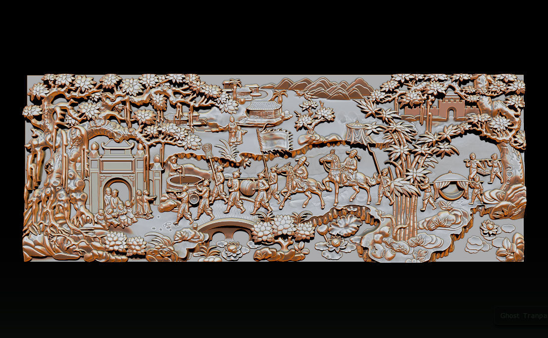 Mural landscape wood carving file stl OBJ and ZTL for CNC 3D print model_14