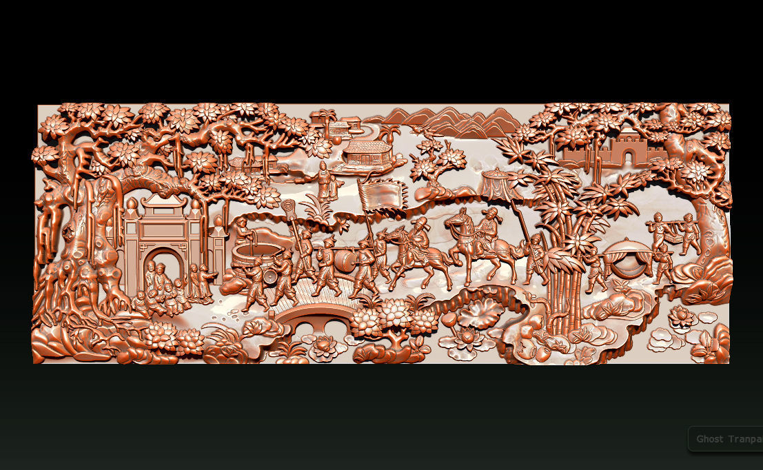 Mural landscape wood carving file stl OBJ and ZTL for CNC 3D print model_15