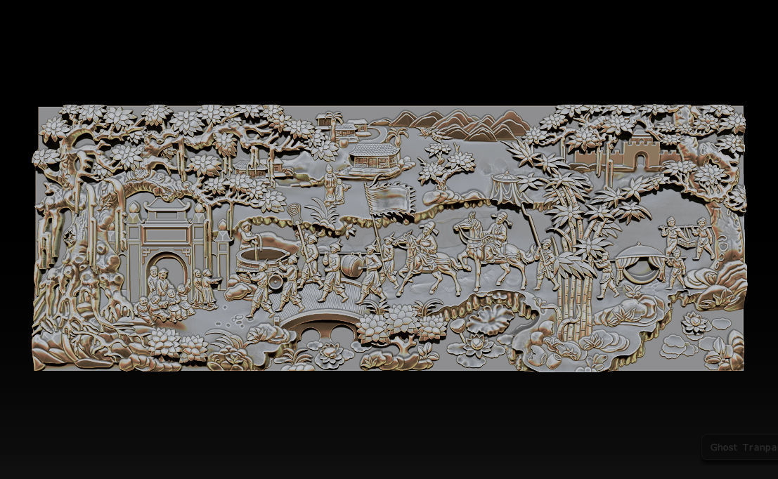 Mural landscape wood carving file stl OBJ and ZTL for CNC 3D print model_8