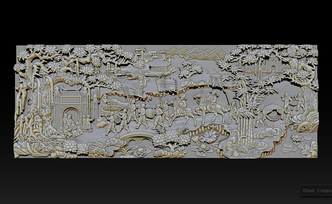 Mural landscape wood carving file stl OBJ and ZTL for CNC 3D print model_7