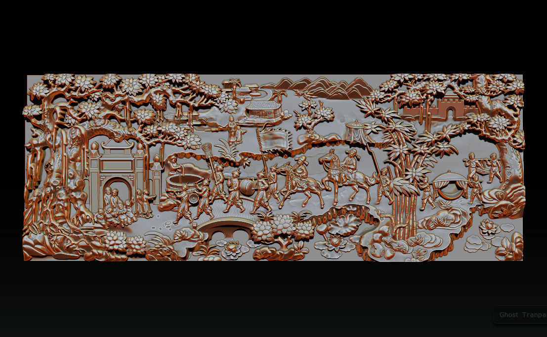 Mural landscape wood carving file stl OBJ and ZTL for CNC 3D print model_13