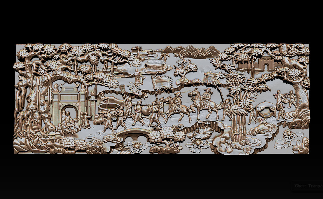 Mural landscape wood carving file stl OBJ and ZTL for CNC 3D print model_2
