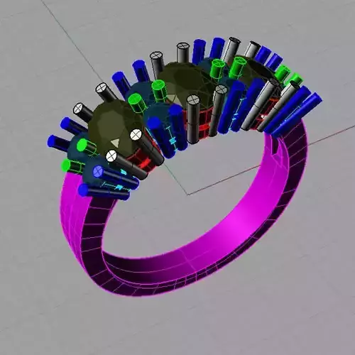 Ring with Ovals and round  STL 3D print model trilogy con ovali