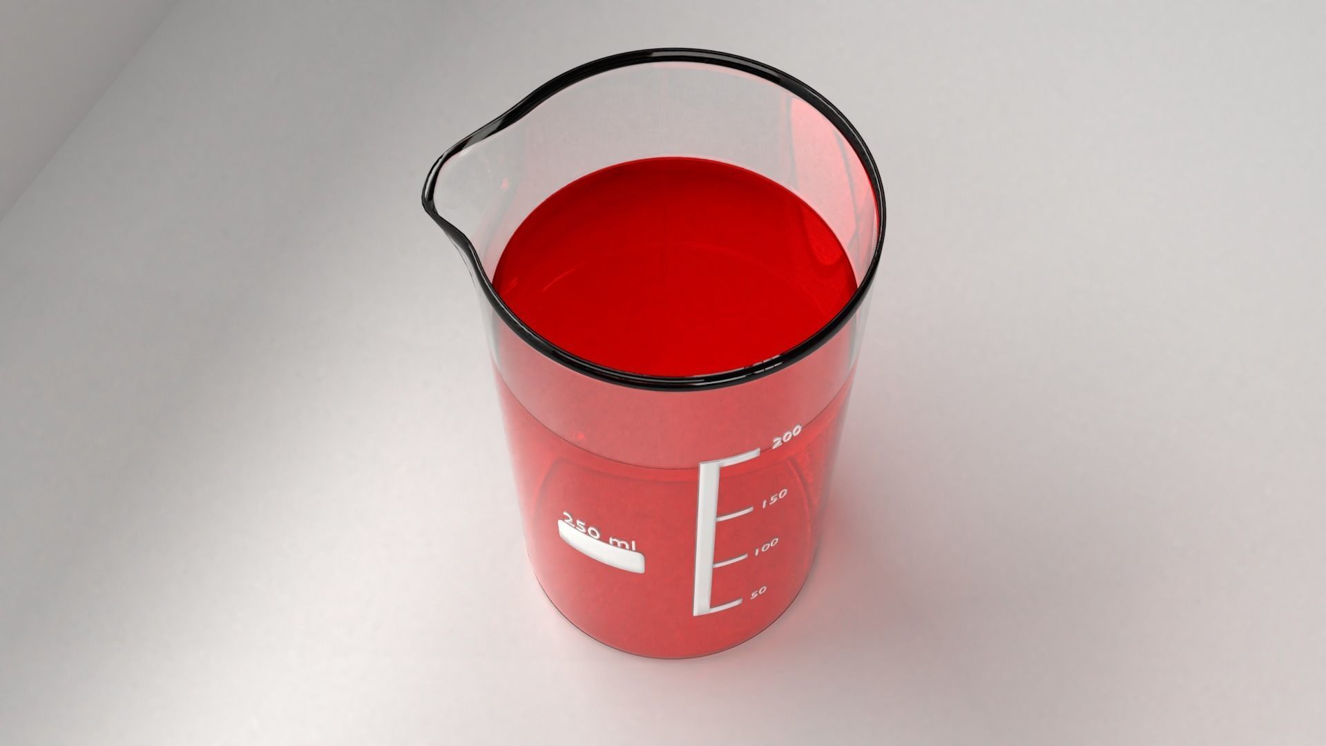 250ml Glass Beaker with Liquid 3D model_3