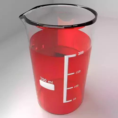 250ml Glass Beaker with Liquid 3D model