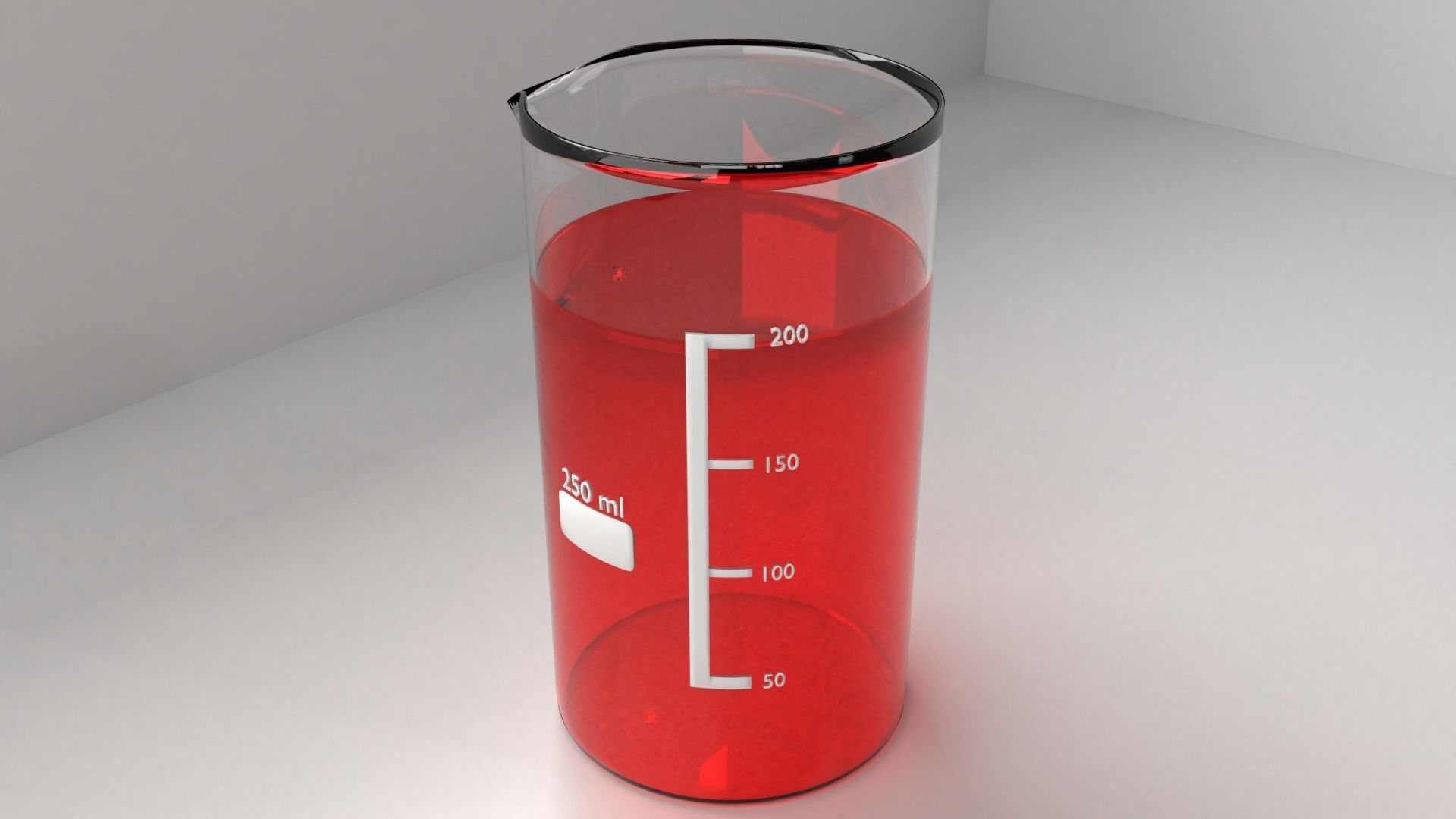 250ml Glass Beaker with Liquid 3D model_1