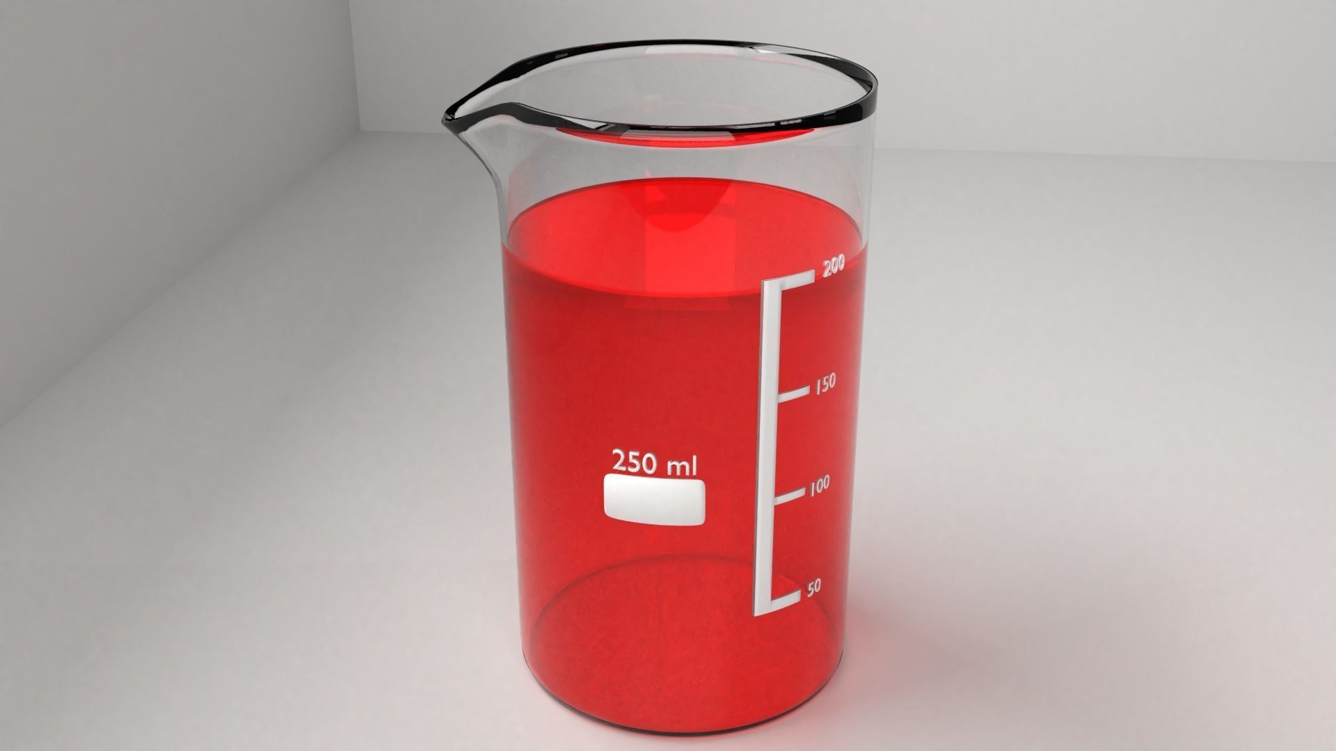 250ml Glass Beaker with Liquid 3D model_2