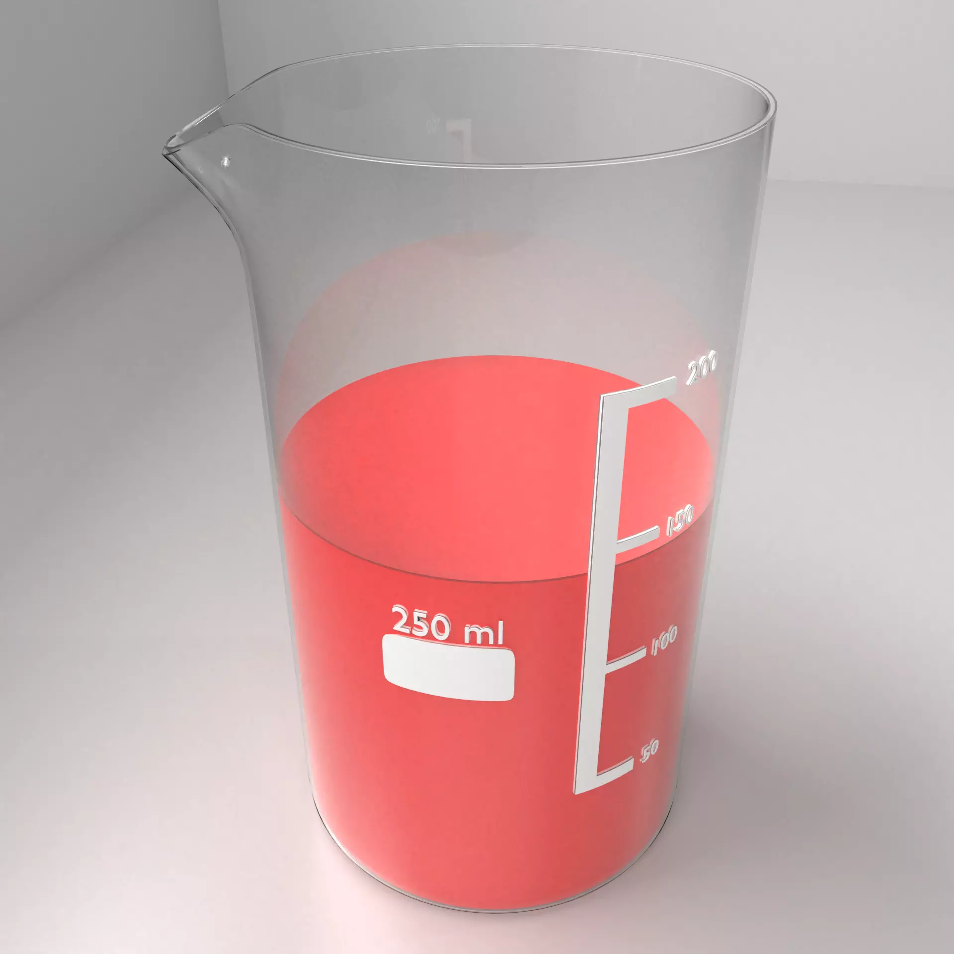 250ml Glass Beaker with Liquid 2 3D model_0