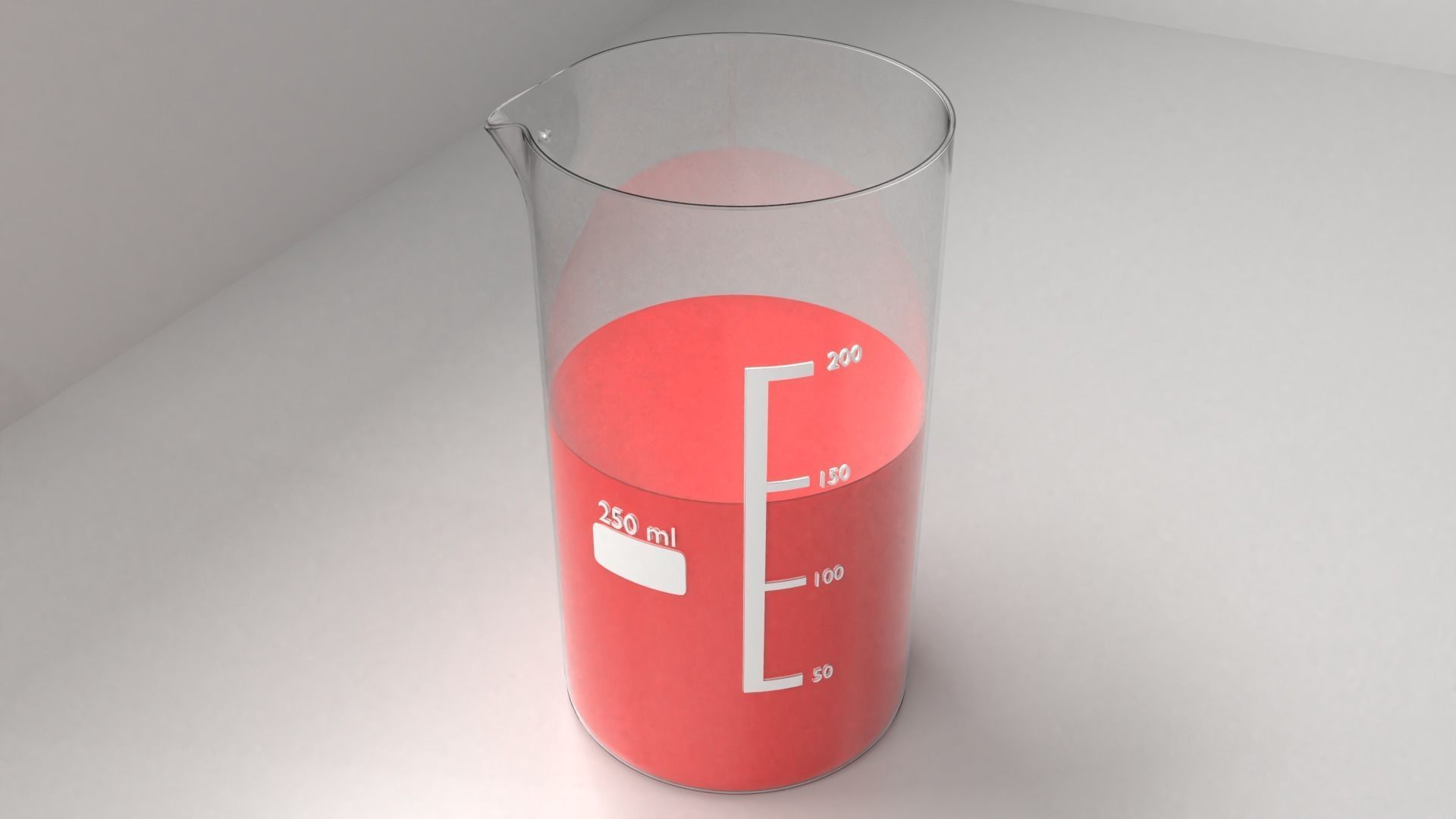 250ml Glass Beaker with Liquid 2 3D model_1