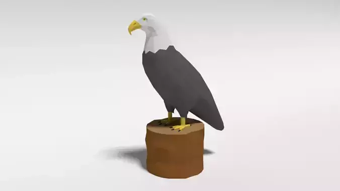 Low Poly Cartoon Bald Eagle Low-poly 3D model