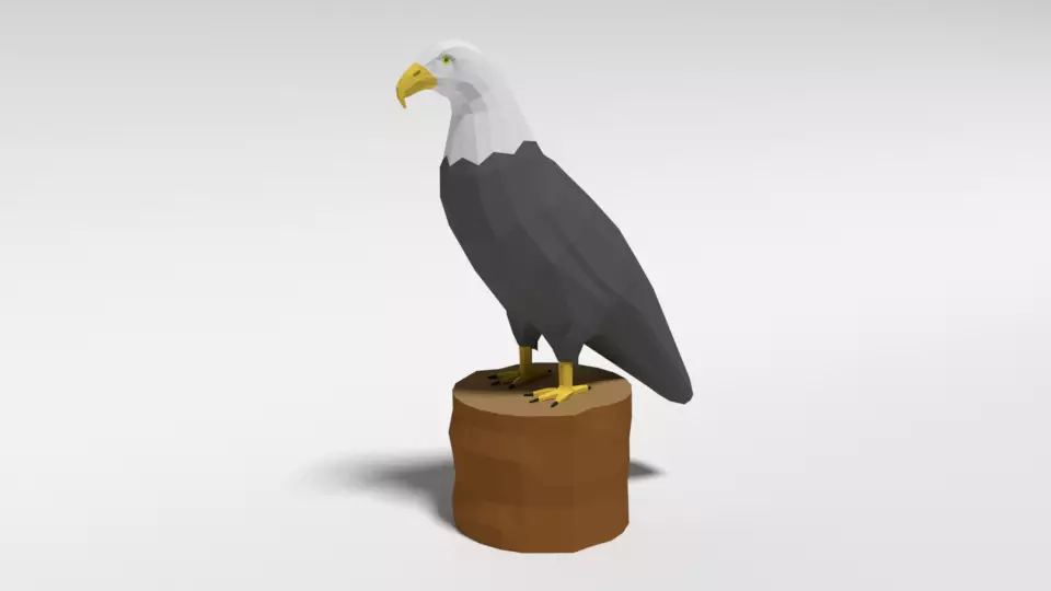 Low Poly Cartoon Bald Eagle Low-poly 3D model_0