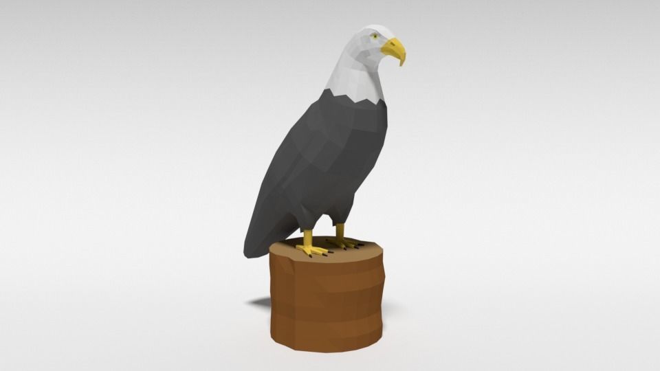 Low Poly Cartoon Bald Eagle Low-poly 3D model_6