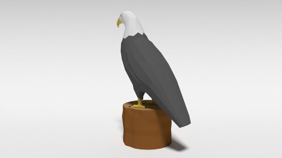 Low Poly Cartoon Bald Eagle Low-poly 3D model_2