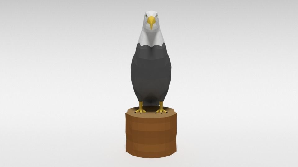 Low Poly Cartoon Bald Eagle Low-poly 3D model_7