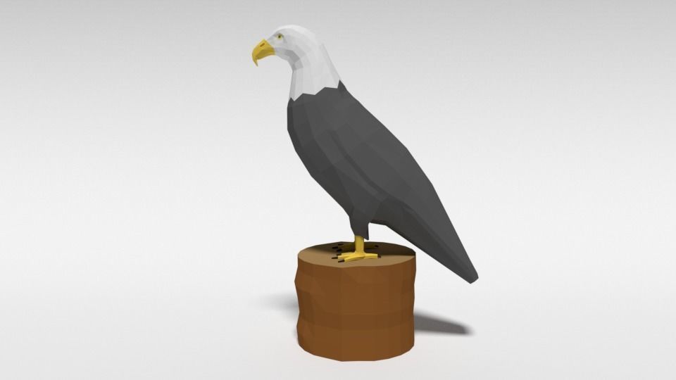 Low Poly Cartoon Bald Eagle Low-poly 3D model_1