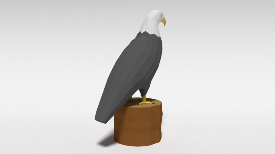 Low Poly Cartoon Bald Eagle Low-poly 3D model_4