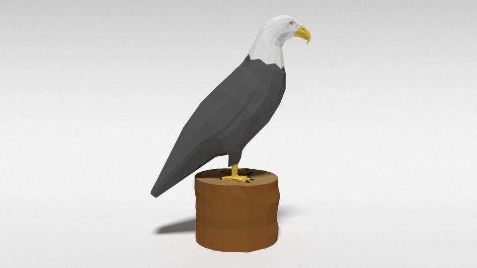 Low Poly Cartoon Bald Eagle Low-poly 3D model_5