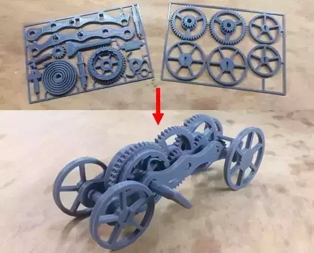 Fully 3D-printable wind-up car gift card 3D print model