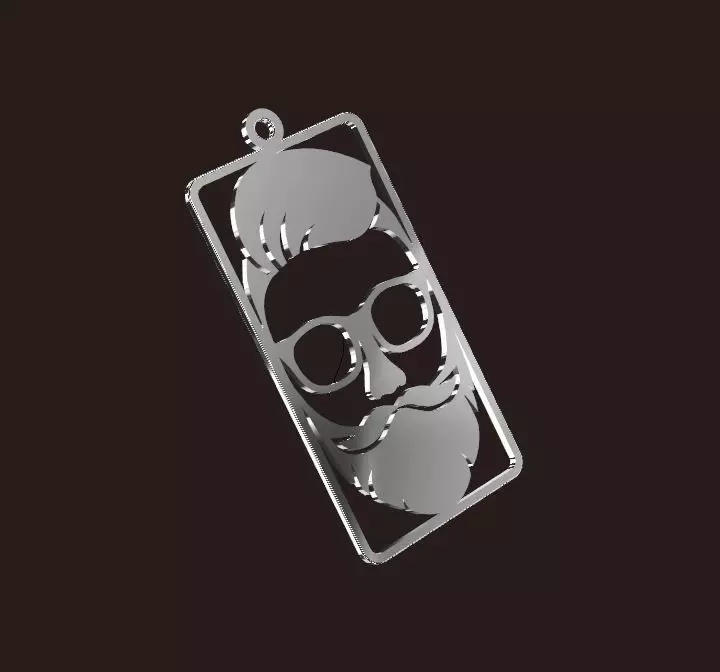 hipster pendant with beard and glasses 3D print model