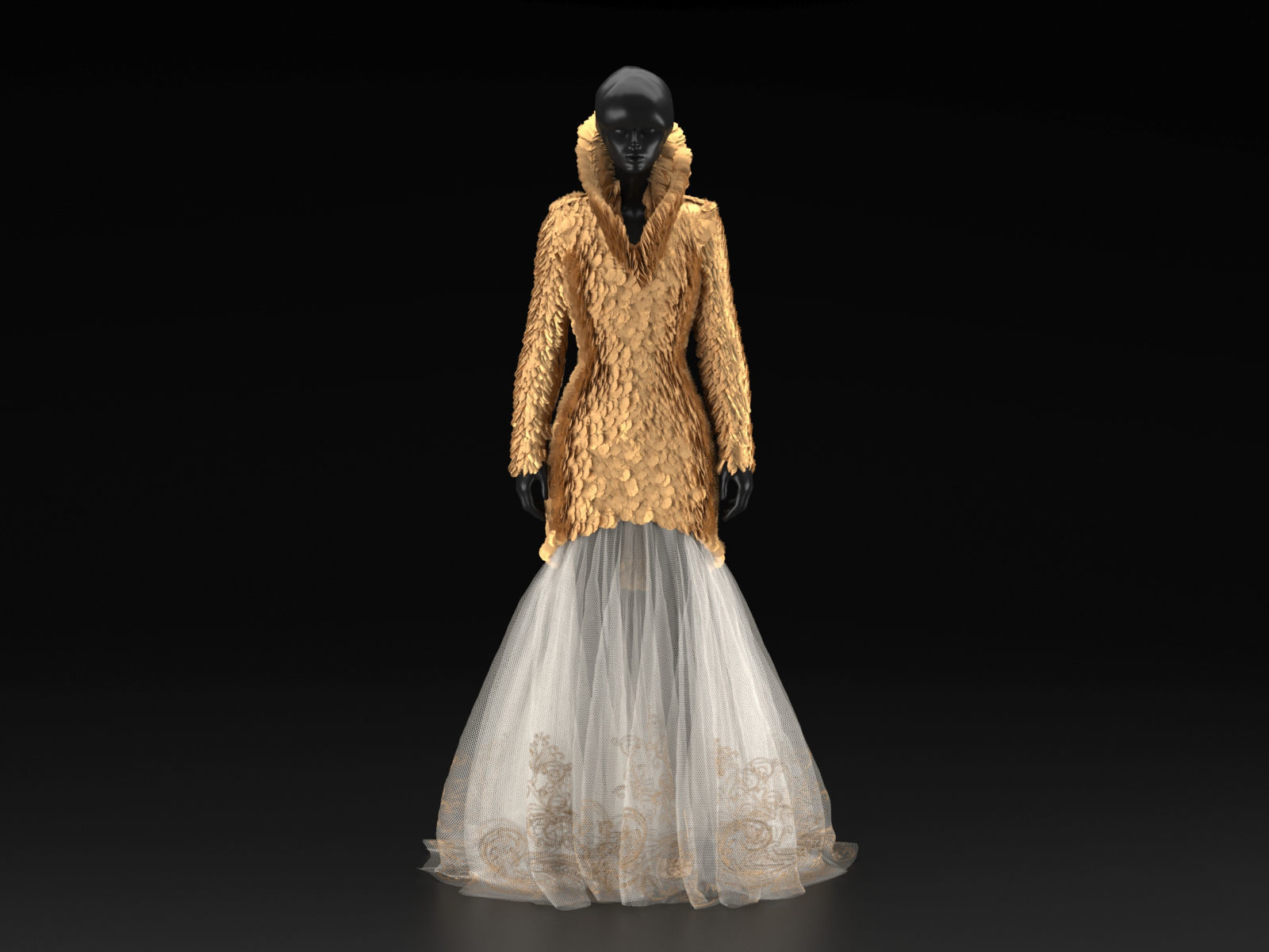 Alexander McQueen dress 3D print model_1