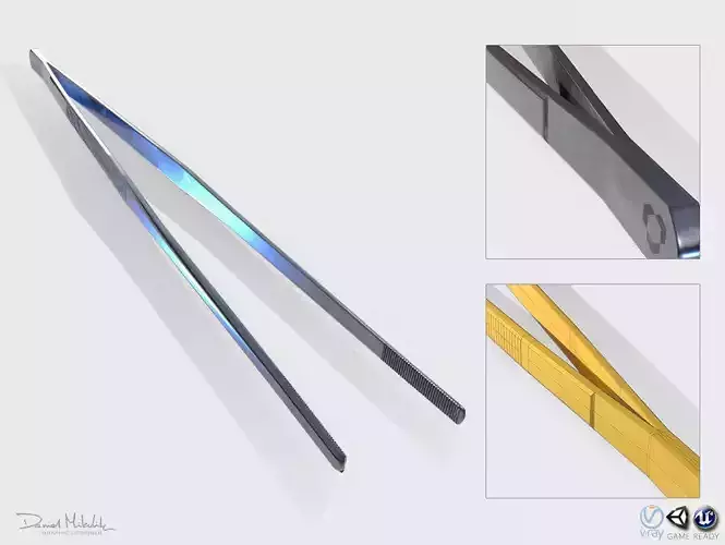 Tweezers PBR RIGED Low-poly 3D model