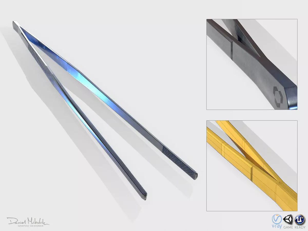 Tweezers PBR RIGED Low-poly 3D model_0