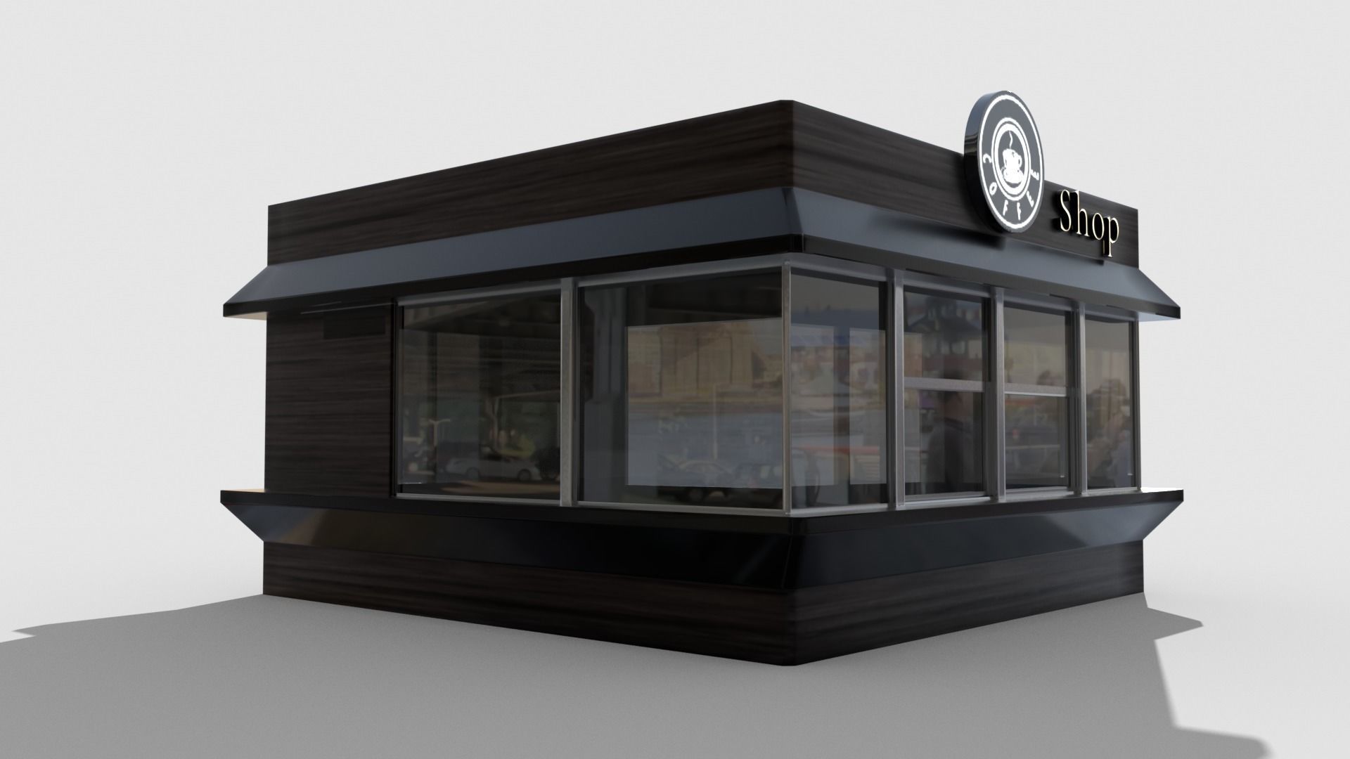 Coffee pavilion Low-poly 3D model_8