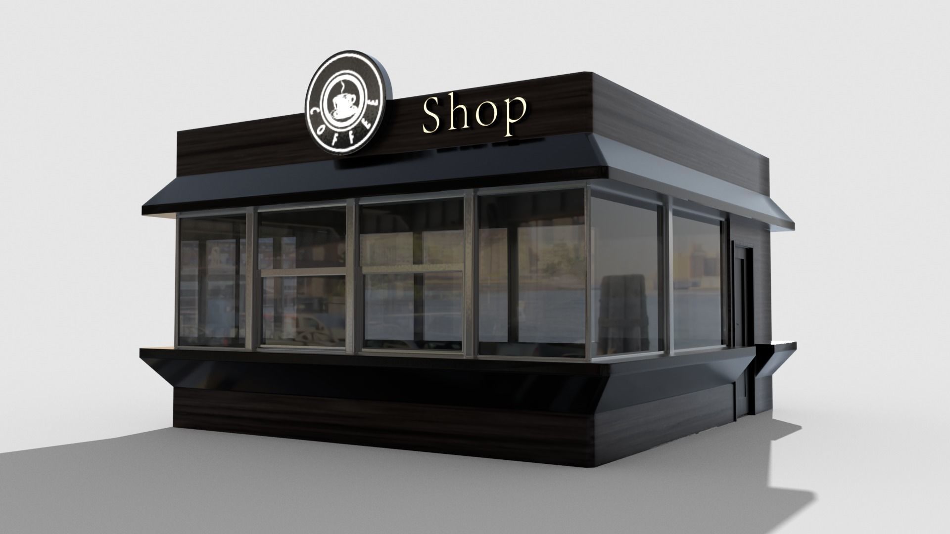 Coffee pavilion Low-poly 3D model_4