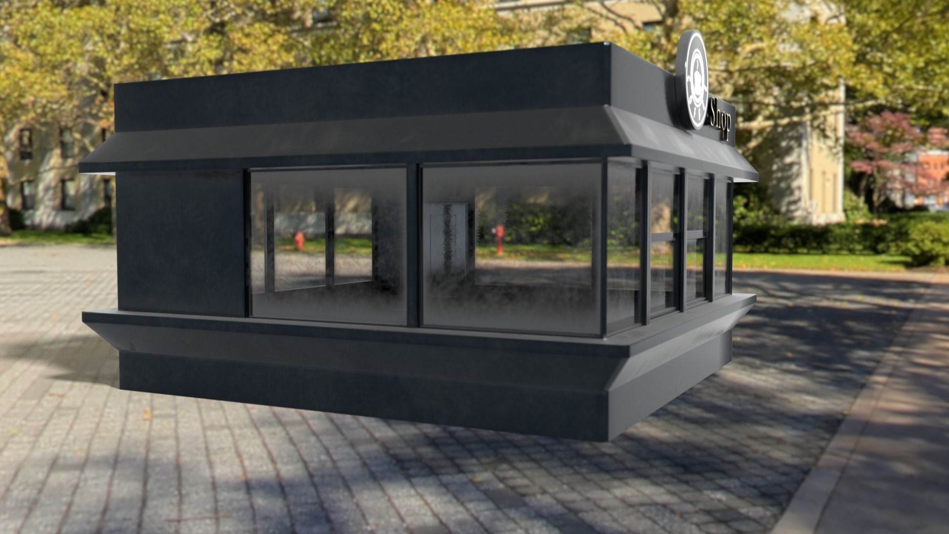 Coffee pavilion Low-poly 3D model_24