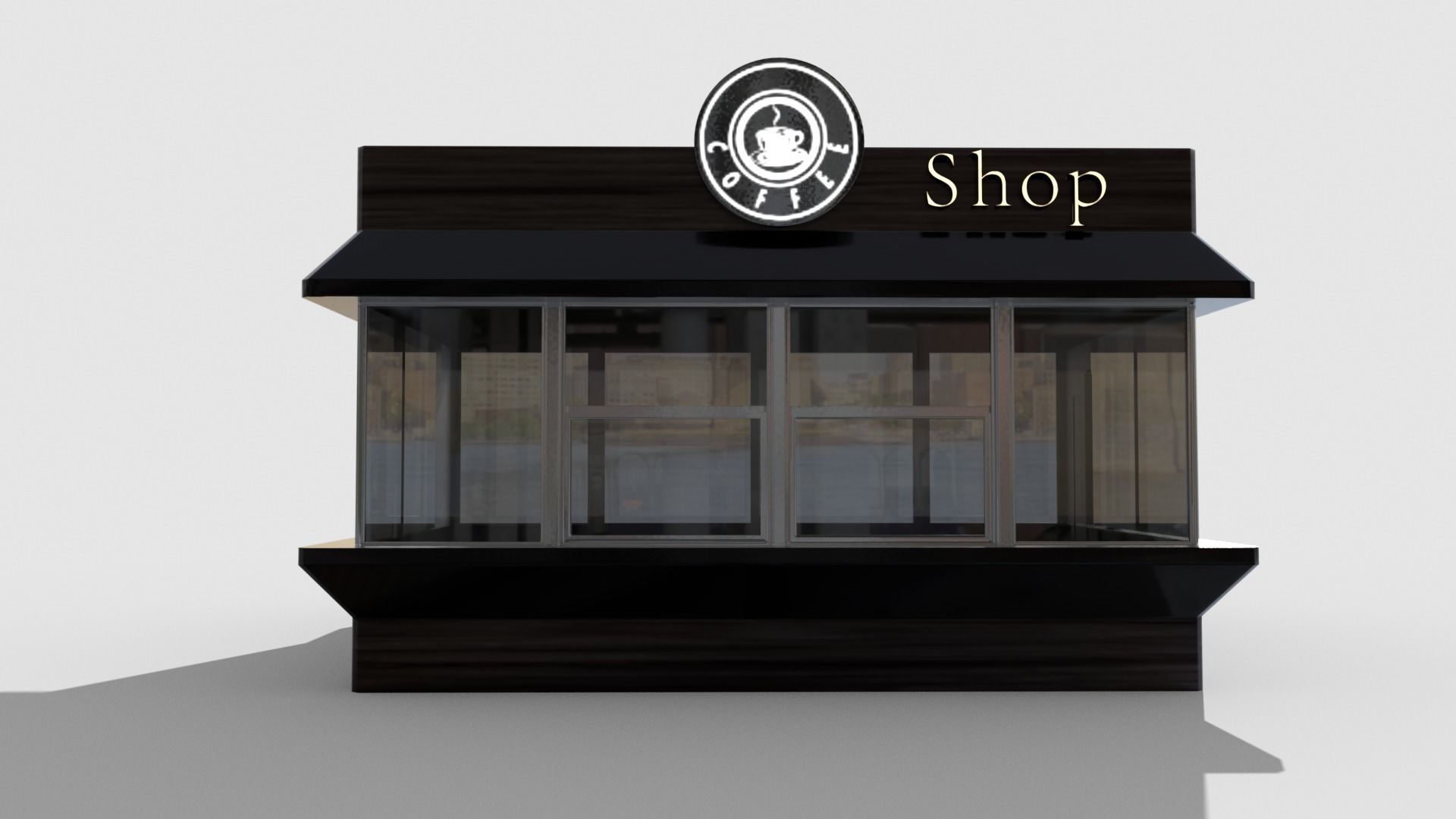 Coffee pavilion Low-poly 3D model_6