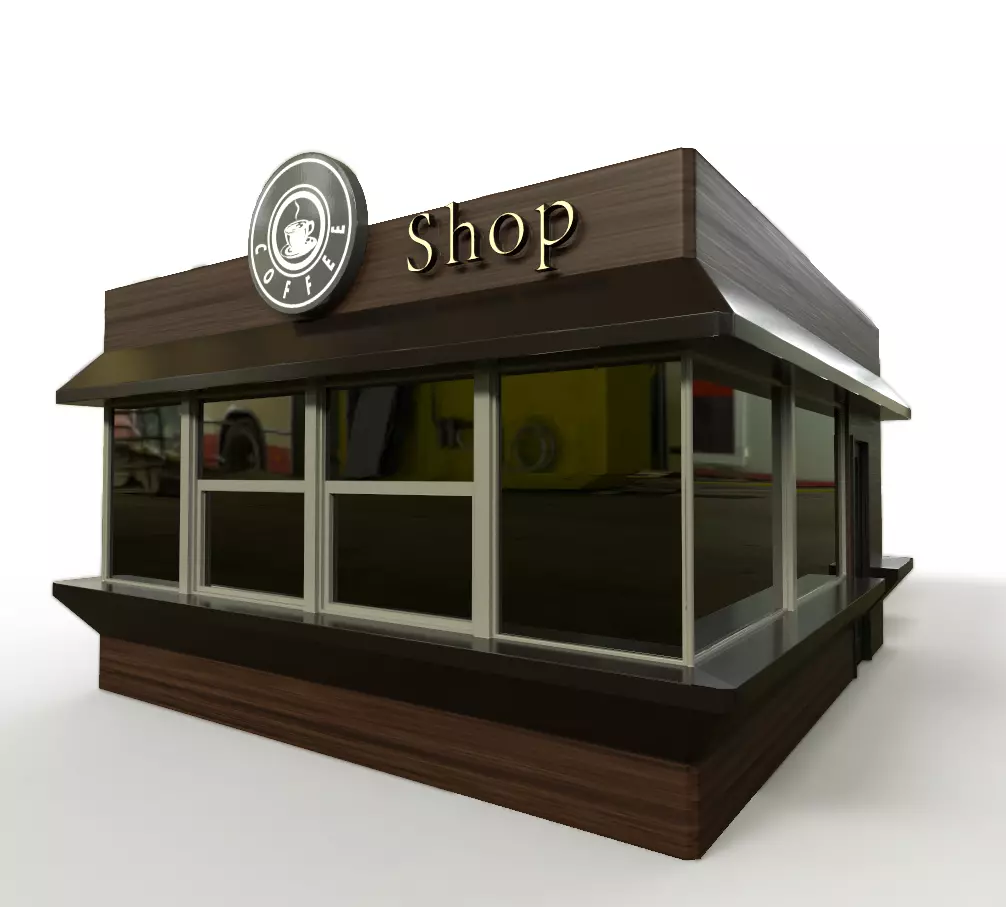 Coffee pavilion Low-poly 3D model_0