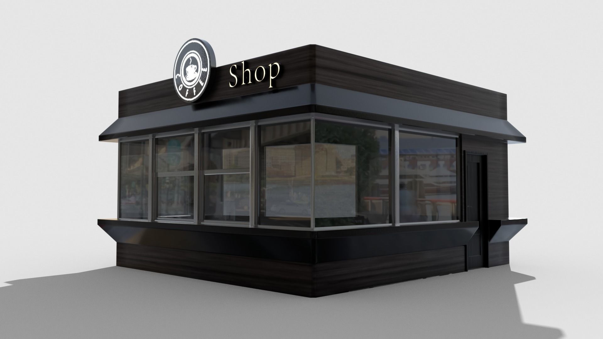 Coffee pavilion Low-poly 3D model_2