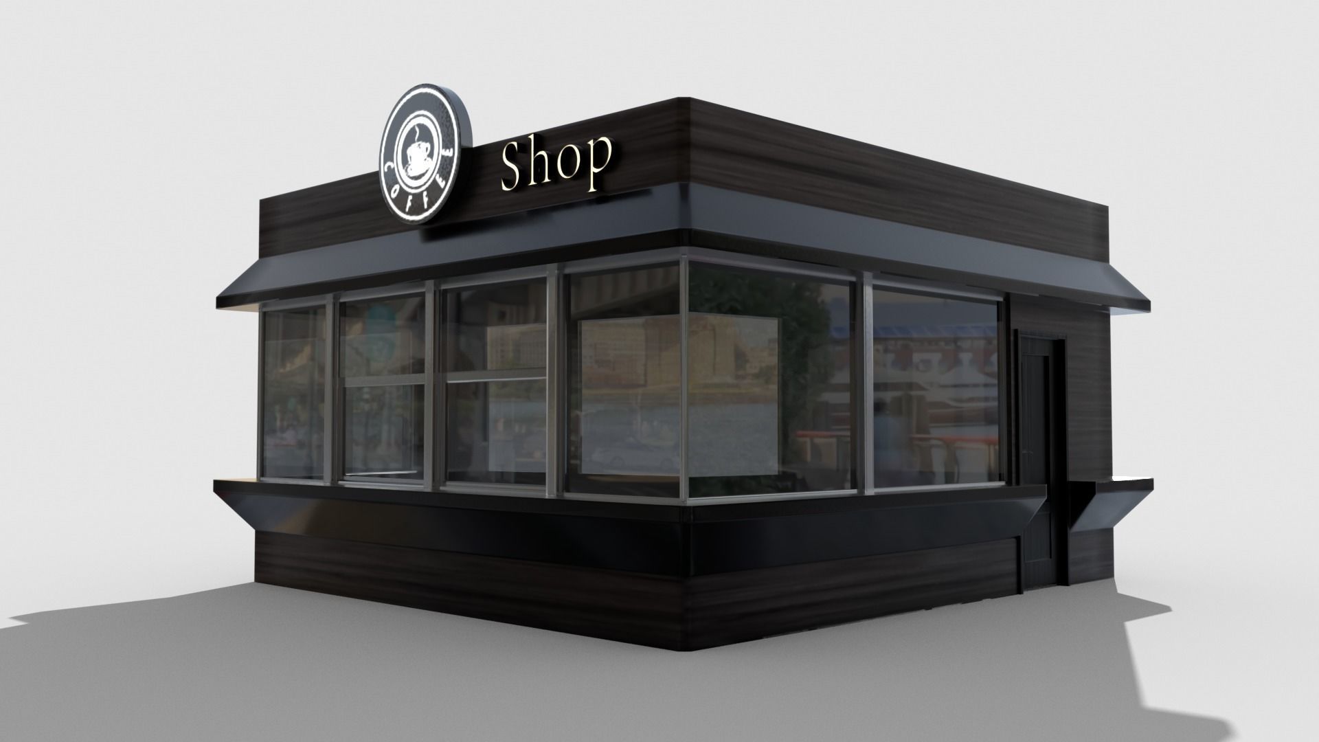 Coffee pavilion Low-poly 3D model_20