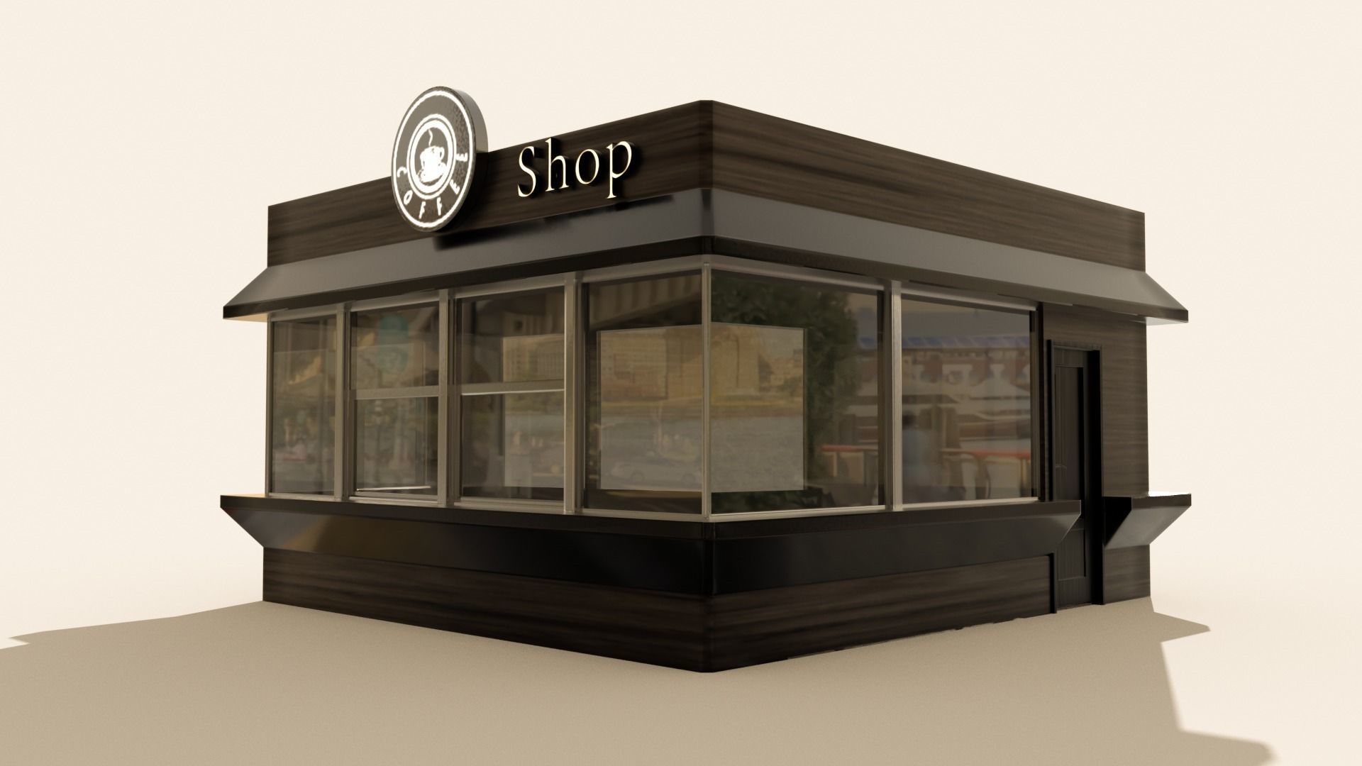 Coffee pavilion Low-poly 3D model_1