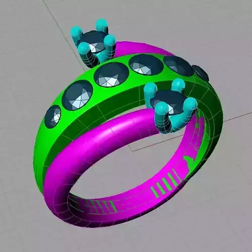 Contrarie engagement ring round diamond  3D print model
