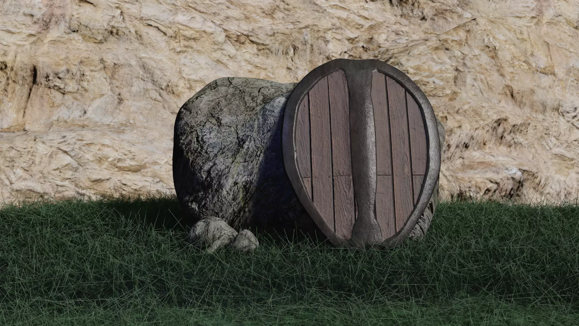 Wood Shield Free low-poly 3D model