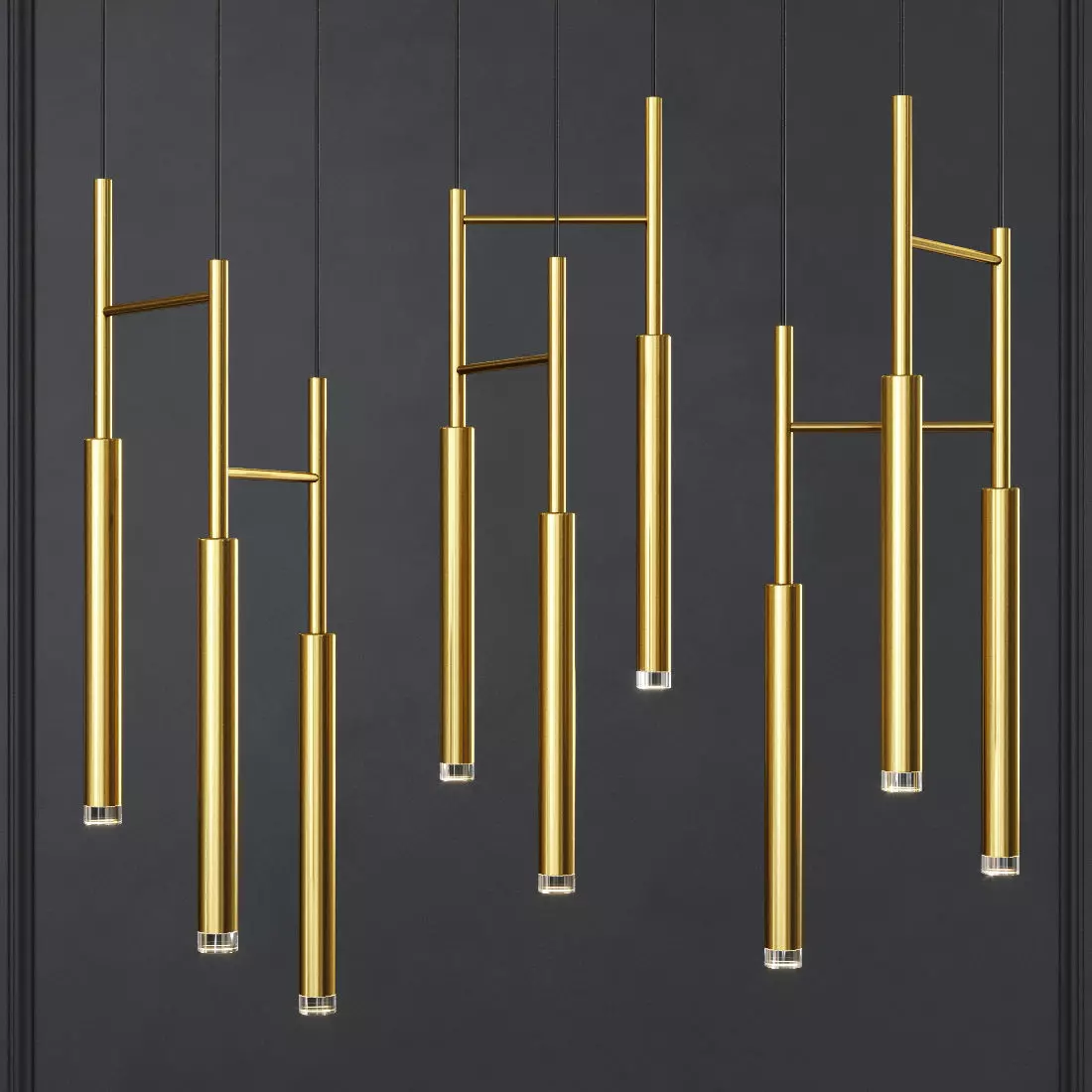 Grok CANDLE Triplex LED Pendant Brass 3D model