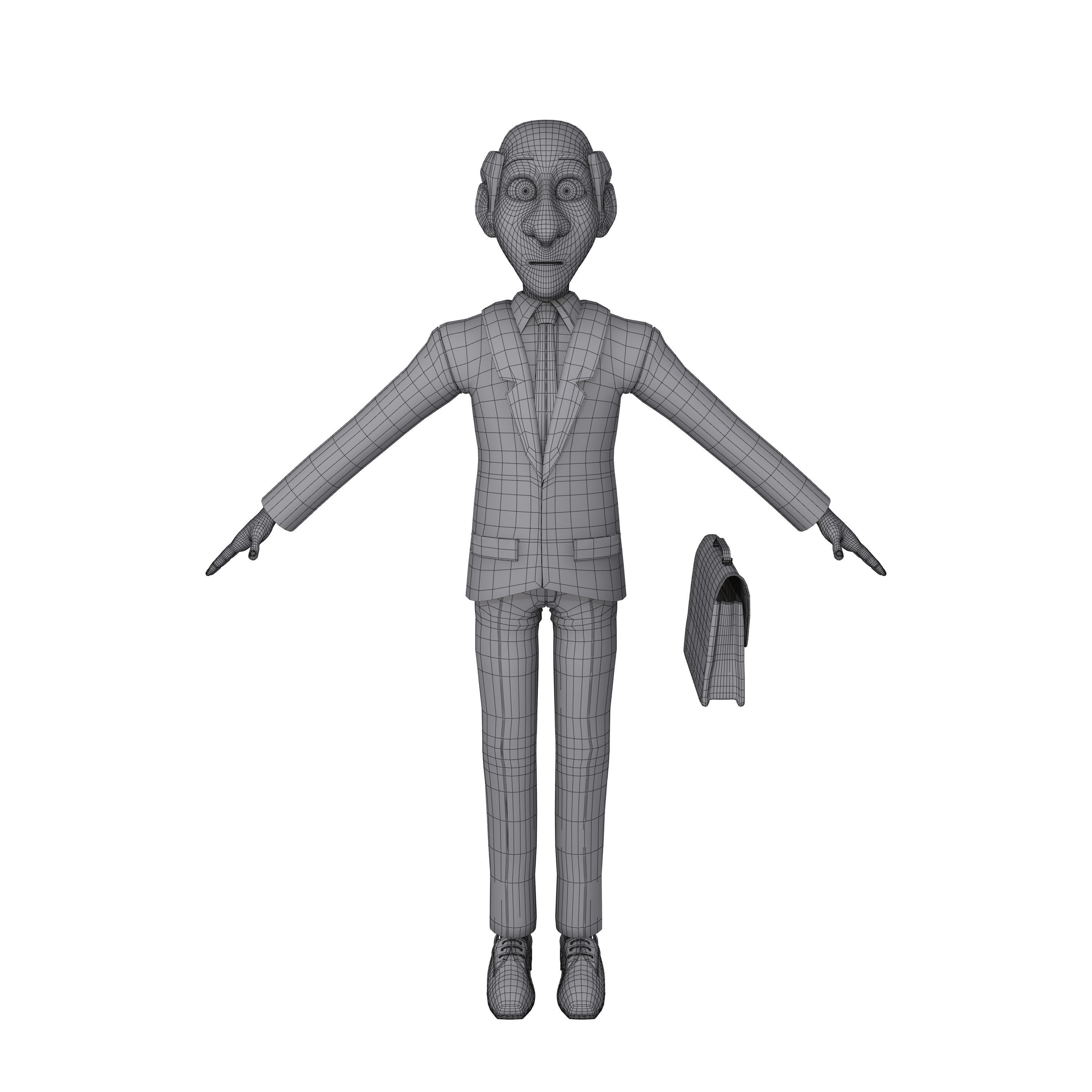 Business Man Cartoon 3D model_4