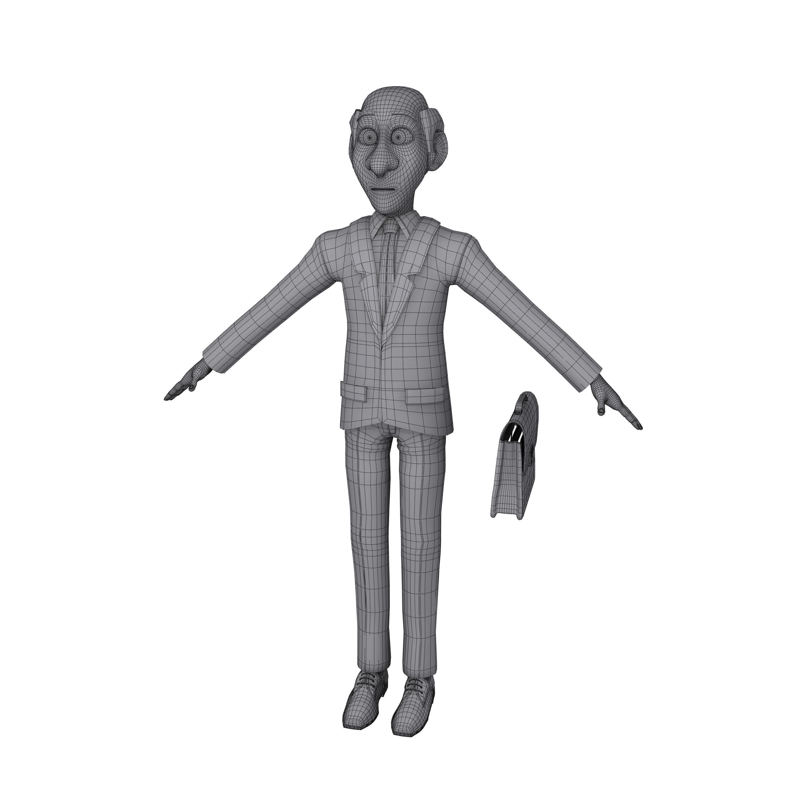 Business Man Cartoon 3D model_7