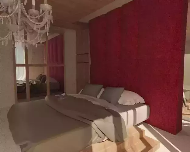 bedroom design -red velvet