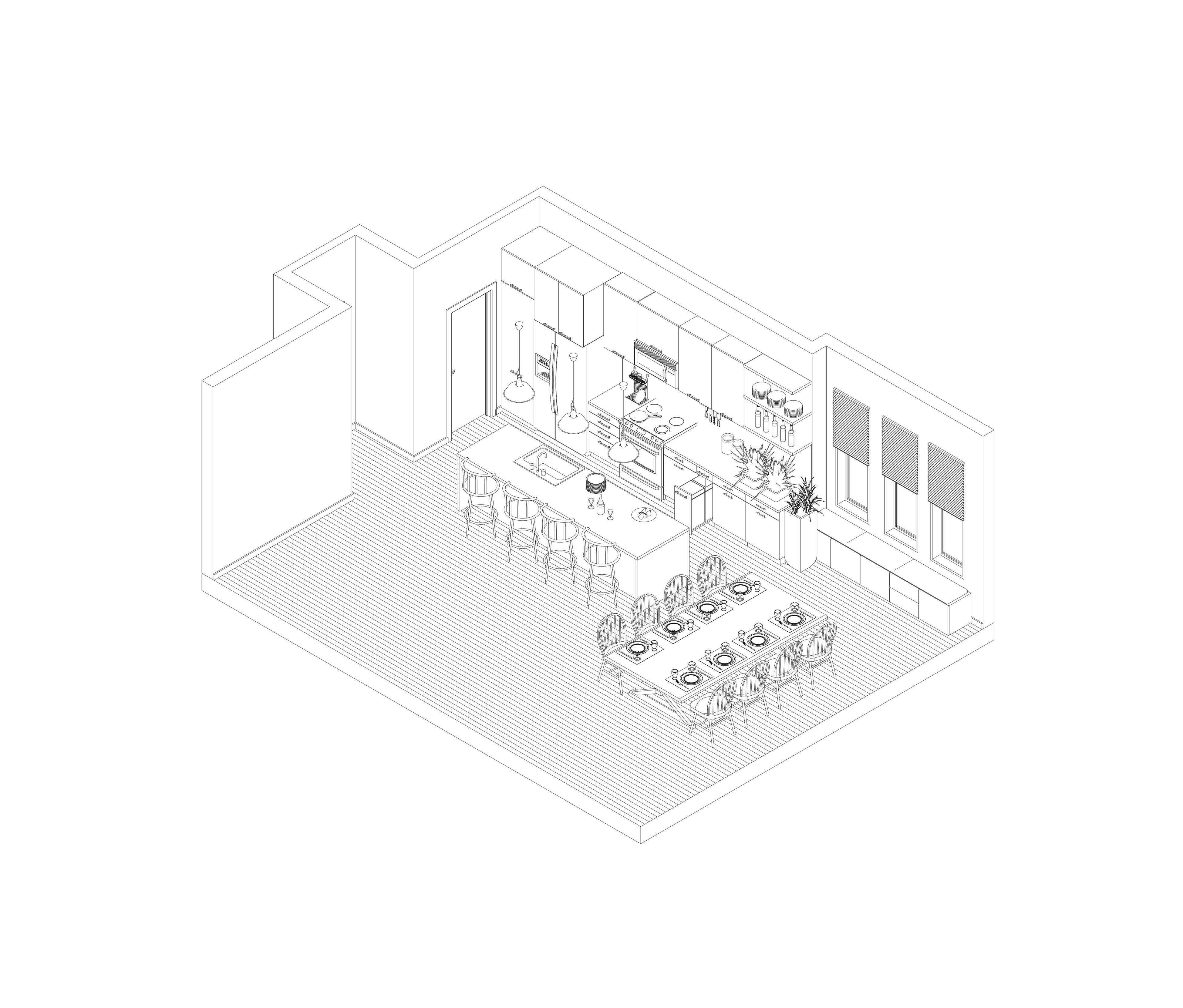 Full Kitchen Revit Model Scene 3D model_6