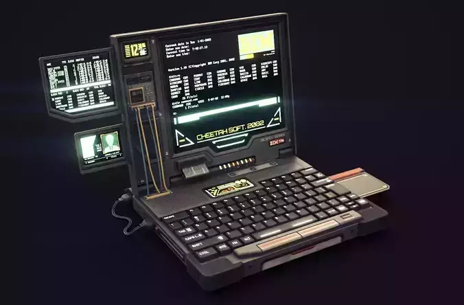 Lowpoly Game Ready Cyberpunk Laptop Low-poly 3D model