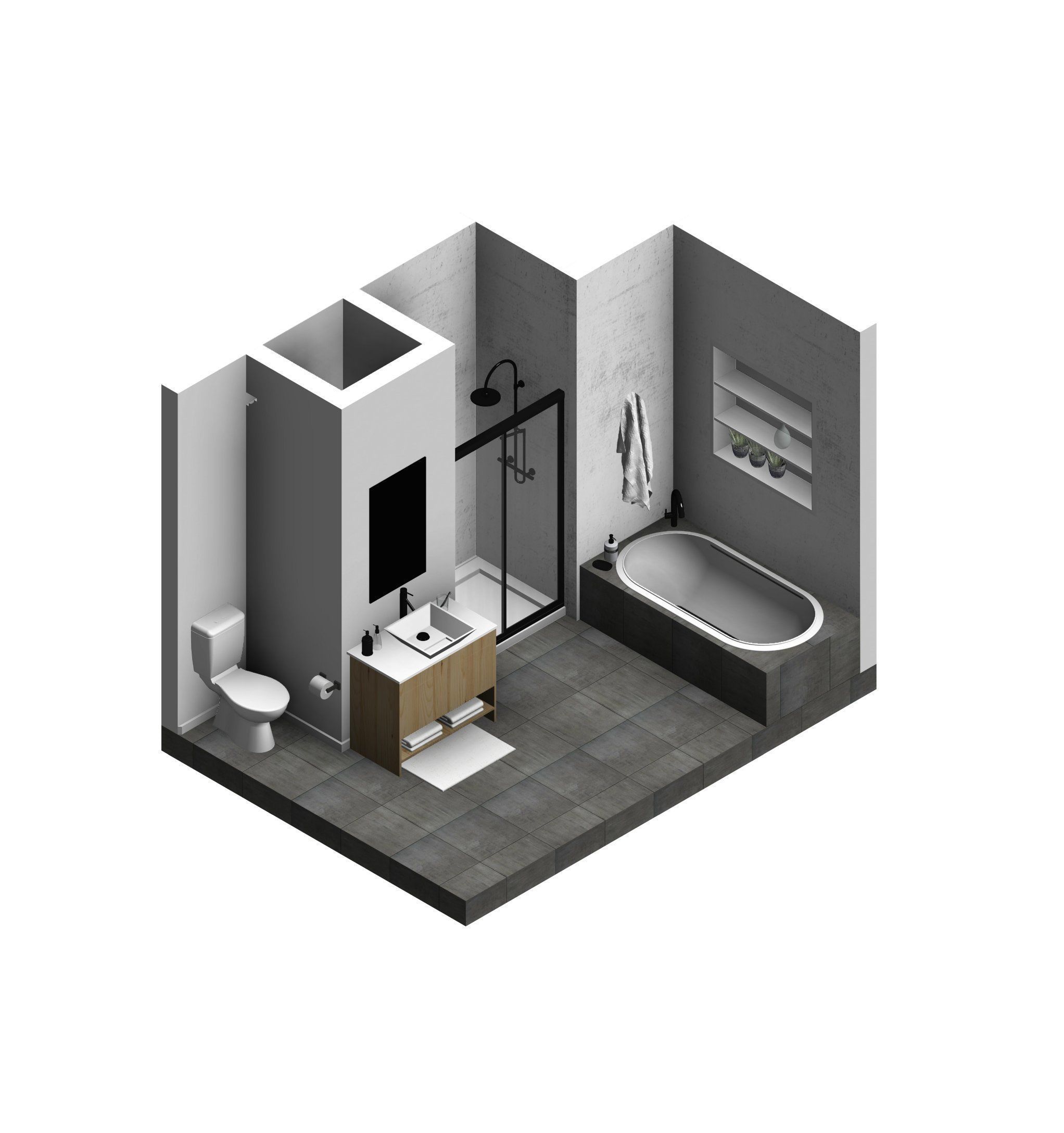 Bathroom Revit Model Scene  Low-poly 3D model_3