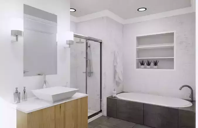 Bathroom Revit Model Scene  Low-poly 3D model